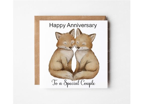 Fox Couple Anniversary Card