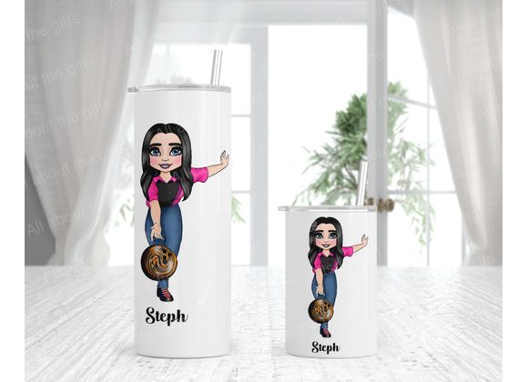 Personalised Female Bowler Tumbler – Ladies Bowling Gift – Stainless Steel Insulated Tumbler