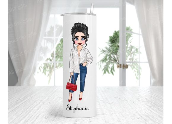 Personalised Stylish Woman 20oz Skinny Tumbler – Stainless Steel double walled Insulated Tumbler