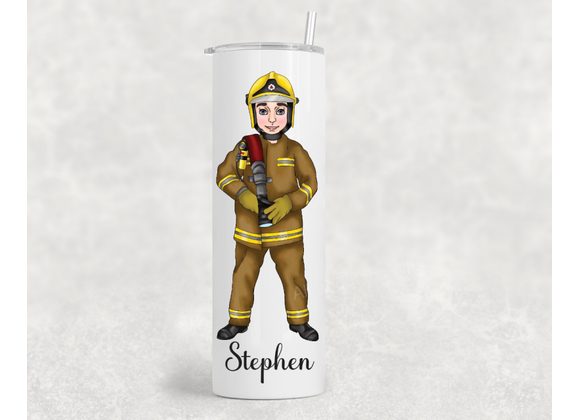 Personalised Male Firefighter 20oz Tumbler – Fire Service Gift – Firefighter Design Stainless Steel tumbler