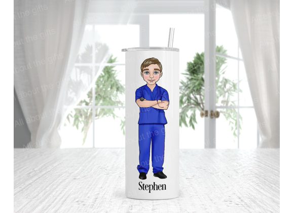 Personalised Male Medic 20oz Tumbler – Custom Name Healthcare Gift – Stainless Steel Insulated Tumbler