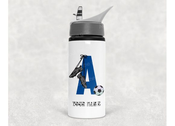 Personalised Blue Football Alphabet Water Bottle – Sports Bottle – Kids Football Gift