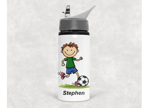 Personalised Football Water Bottle – Boy Design with 4 Hair colour options (Girl available separately)