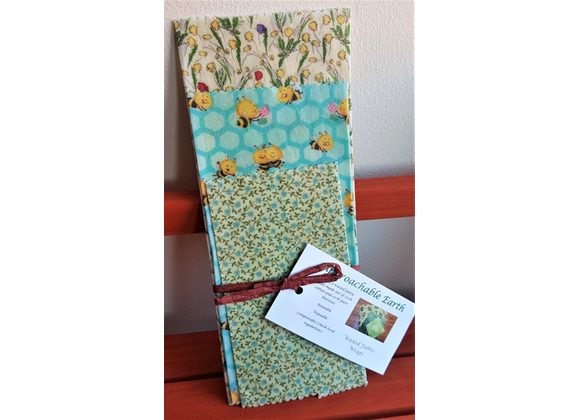 Beeswax Wraps - sm Floral on all Sides with Bees