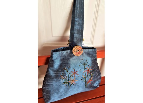 Vintage Style, Hand-Embroidered Silk Bag