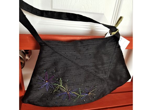 Vintage Style, Hand-Embroidered Silk Bag