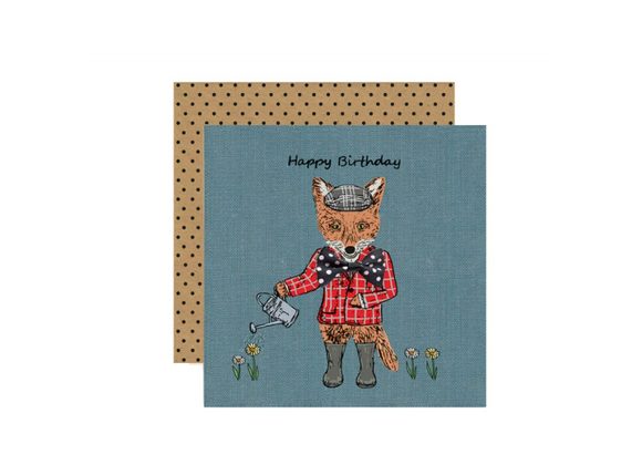 Gardening Fox - Happy Birthday card by Apple & Clover