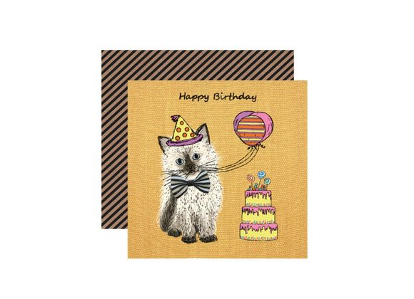 Fluffy Party Kitten - Happy Birthday Card by Apple & Clover