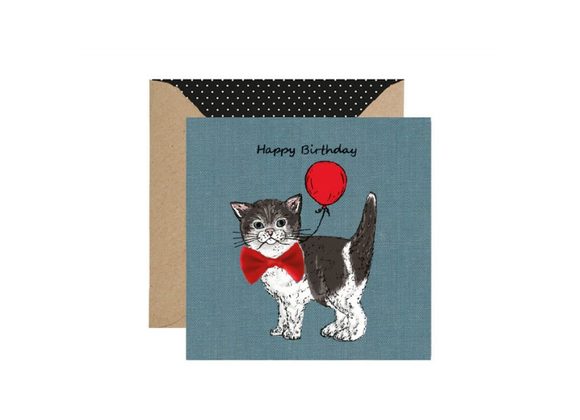 Black & White Kitten - Birthday Card by Apple & Clover