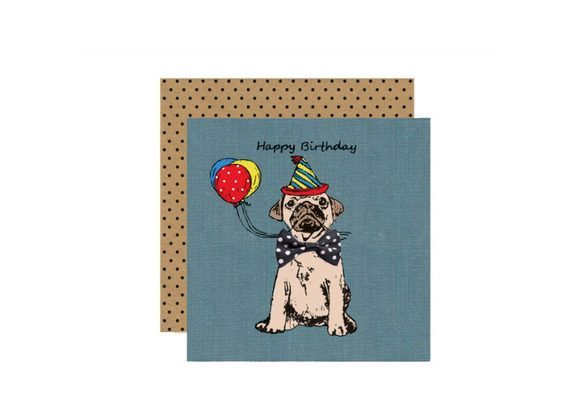 Pug with Party Hat - Birthday Card by Apple & Clover