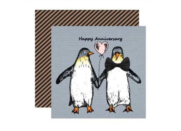 Penguins - Happy Anniversary Card by Apple & Clover