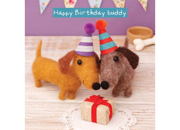 Happy Birthday Buddy - Sausage Dog with Present