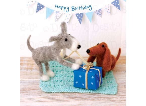 Dogs and Present - Happy Birthday