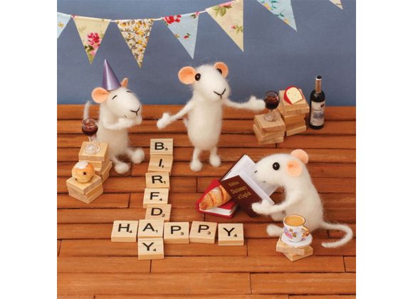 Happy Birfday - Scrabble Mice