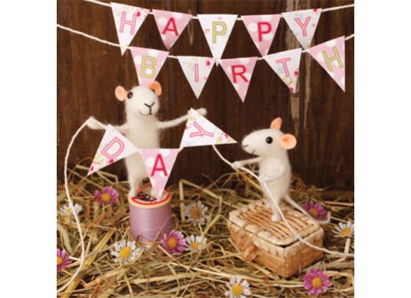 Happy Birthday - Bunting and Mice