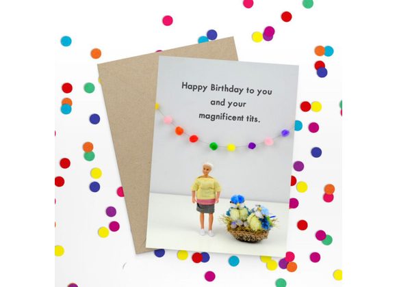 Magnificent Tits Birthday Card by Bold & Bright