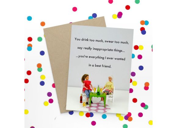 Best Friend, Drink too much Card by Bold & Bright