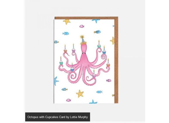 Octopus with Cupcakes Card by Lottie Murphy