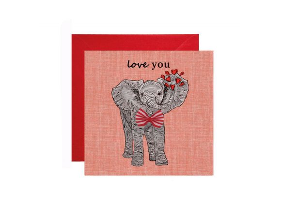 Love you Valentines card - Elephant