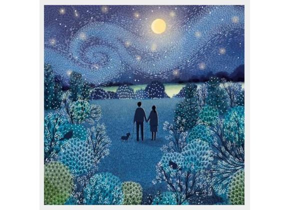 Starry Night Couple With Dog