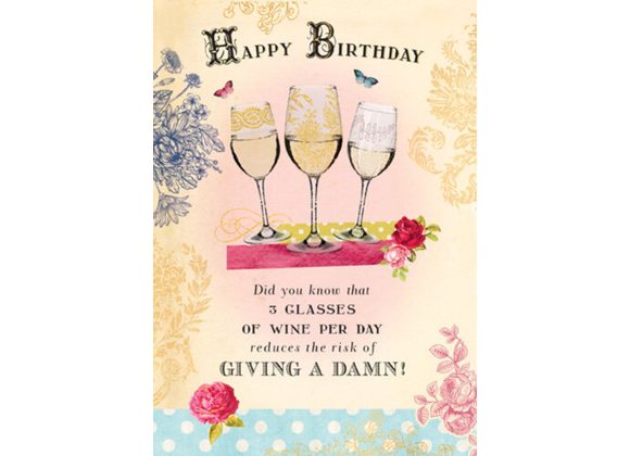 3 Glasses of wine a day - Happy Birthday Card