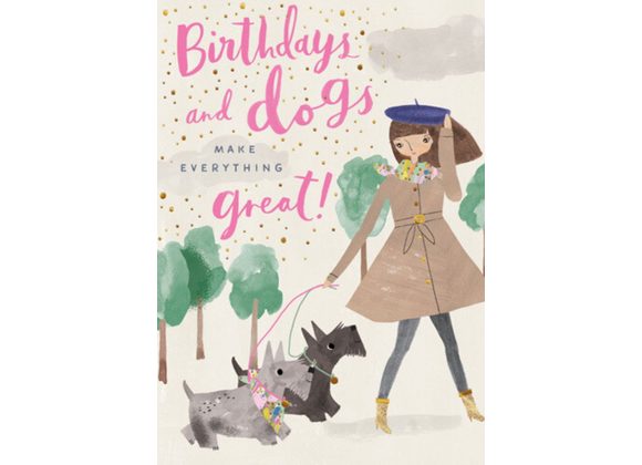 Birthdays and Dogs Greetings Card