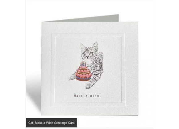 Cat, Make a Wish Greetings Card by Sarah Boddy