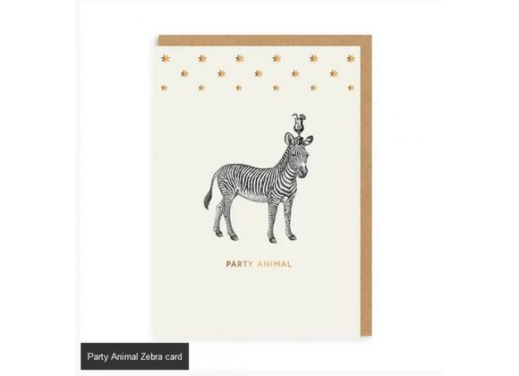 Party Animal Zebra card - Blank Inside