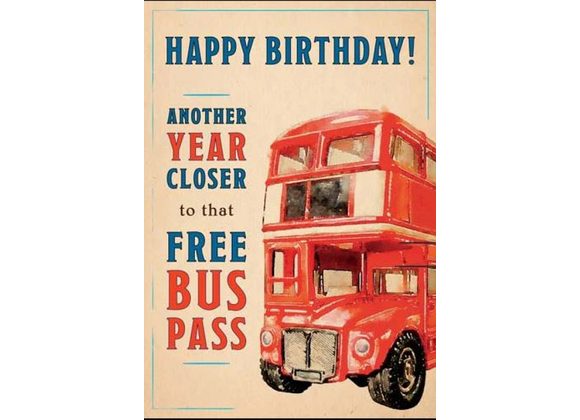 Free Bus Pass Happy Birthday Card