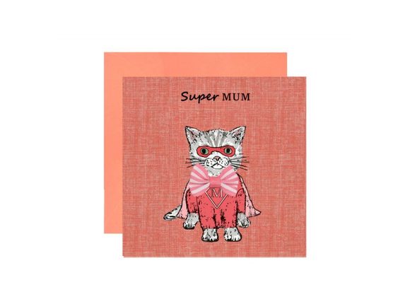 Super Mum Kitten Mother's Day card by Apple & Clover