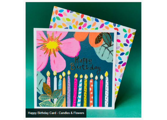 Candles and Flowers Birthday Card