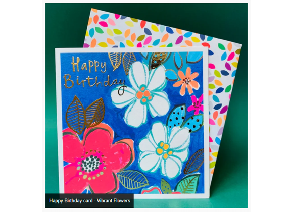 Vibrant Flowers Happy Birthday card