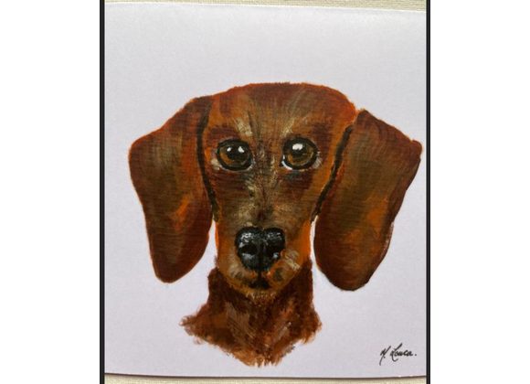 Red Dachshund Card by Mary Louca