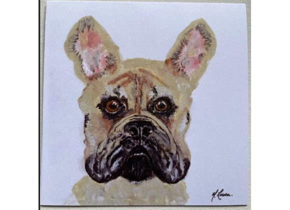 Fawn French Bull Dog Card by Mary Louca