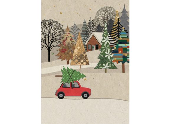 Tree Car - Christmas card by Bug Art