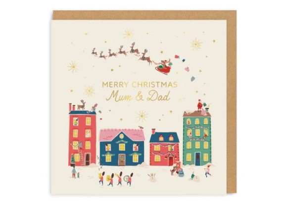 Mum And Dad Village Square Christmas Card