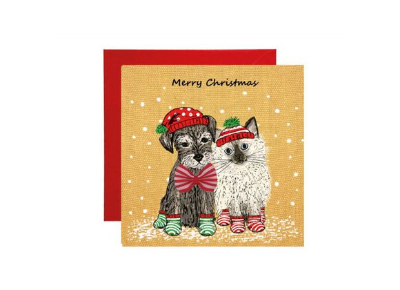 Dog & Cat Merry Christmas - Card by Apple & Clover