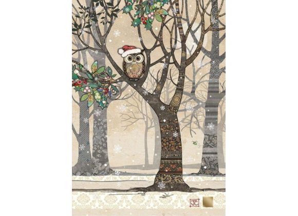 Santa Owl Tree - Christmas card by Bug Art