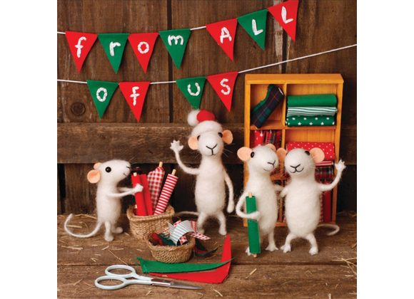 From all of us - Mice with Christmas Bunting