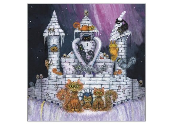 Fiendish Feline Snow Castle - Christmas Card