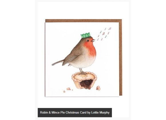 Robin & Mince Pie Christmas Card by Lottie Murphy