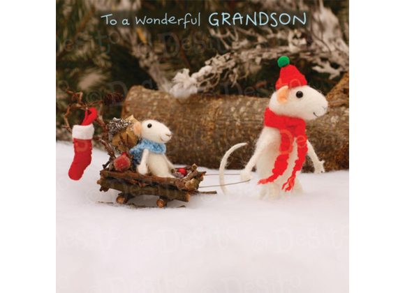 To a wonderful GRANDSON - Mice with Sleigh