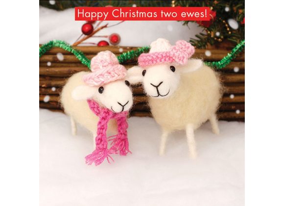 Happy Christmas two ewes! - Whimsical Christmas Card