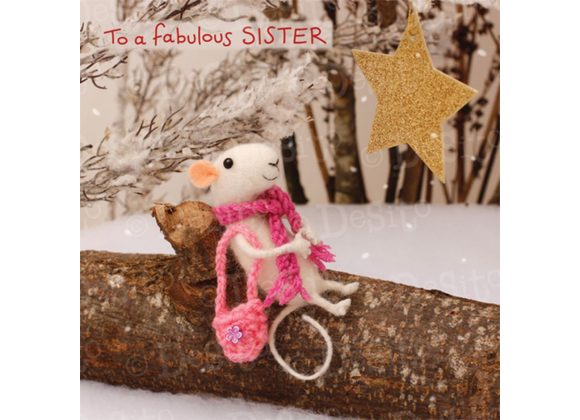 To a fabulous SISTER - Mouse sitting on a log