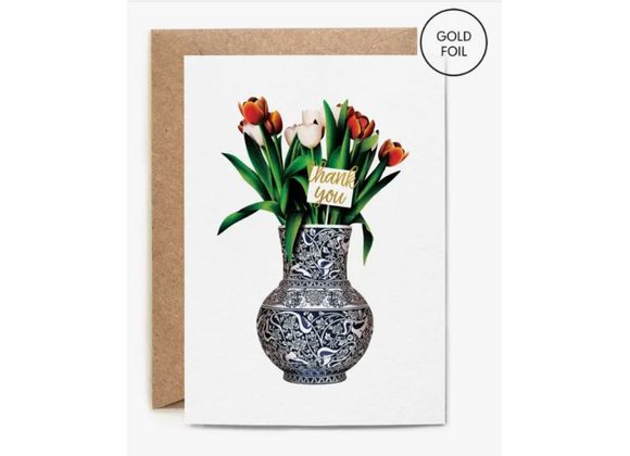 Vase of Tulips Thank You card by Folio