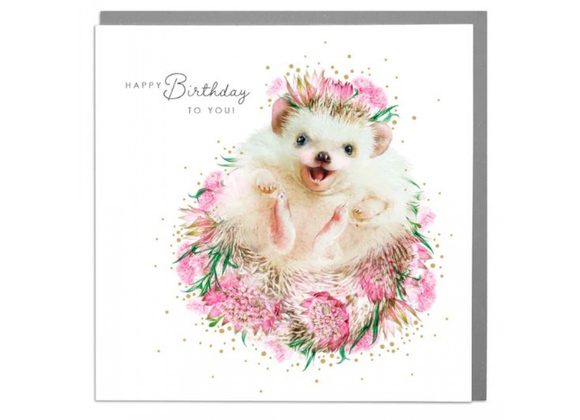 Cute Hedgehog Happy Birthday Card - by Lola design