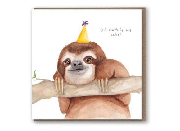 Sloth Did someone say cake? card by lilwabbit 