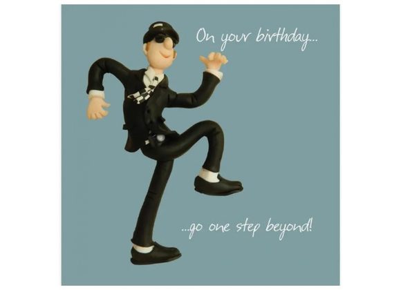 One step beyond birthday card by Erica Sturla