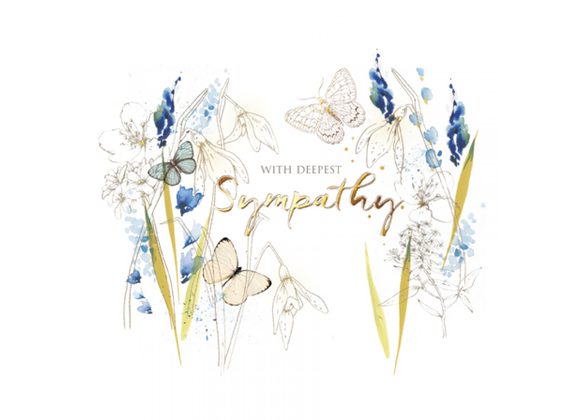 With Deepest Sympathy - Flowers and Butterflies