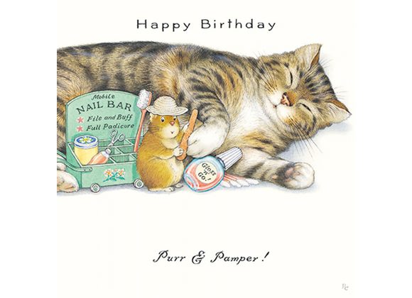 Purr & Pamper!  - Birthday Card